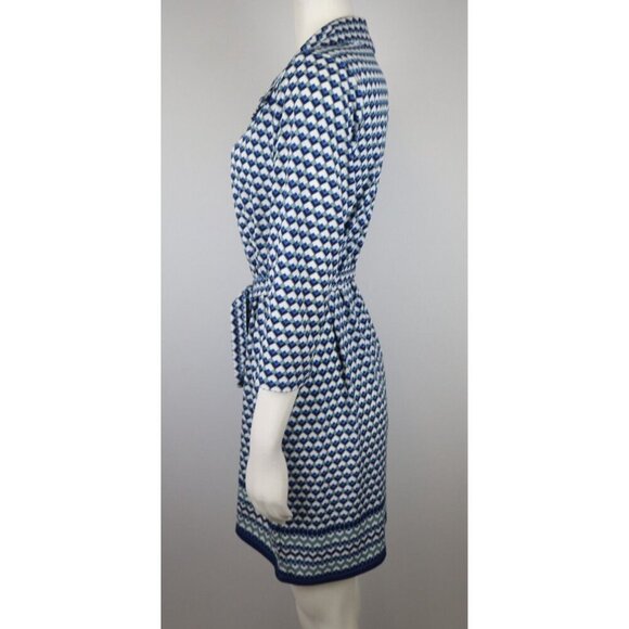 MAX EDITION - WOMEN'S BLUE PRINT BELTED SHIRT DRESS - SIZE PM - Picture 4 of 6